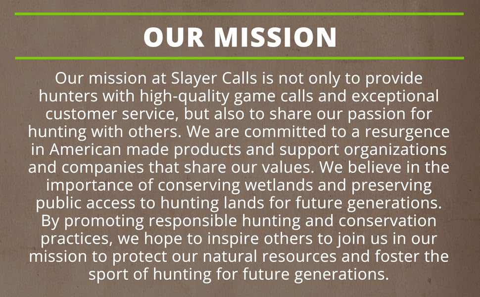 Text mission statement detailing dedication to craftsmanship, made in the USA and conservation