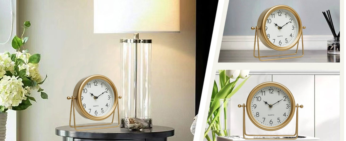 MACVAD Vintage Golden Table Clock - Eleg... 13 gold table clock