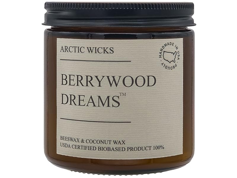 Berrywood Dreams Berry Scented 16oz Coconut Beeswax Non-Toxic Candle, Spring & Summer Candle