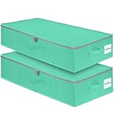 punemi 2-Pack Under Bed Storage Containers, 6.7 Inches Tall Underbed Clothes Storage Organizer Bi...