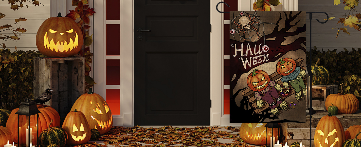 Happy Halloween Garden Flag 12x18 Inch Double Sided