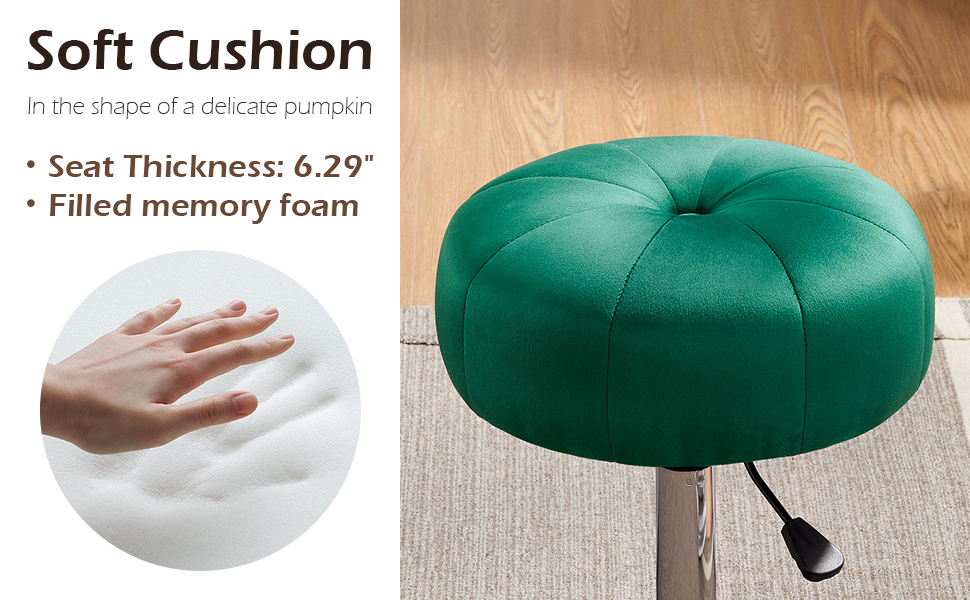 Art Leon Vanity Stool, Modern Velvet Ottoman, Round Swivel