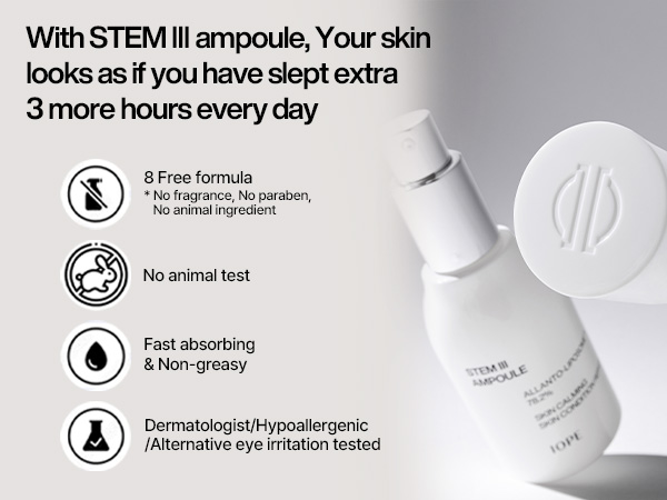 with stem iii ampoule, your skin looks as if you have slept extra e more hours every day