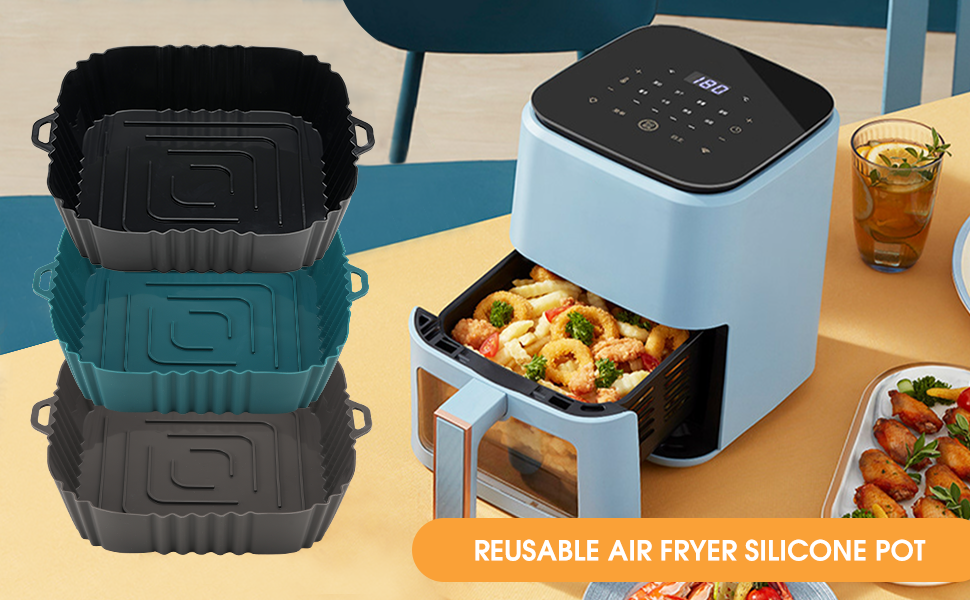 WeiaiziY 2pcs Accessoires Air Fryer, Silicone Air Fryer,Panier en Silicone Réutilisable pour