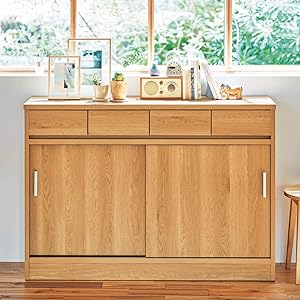 Amazon.co.jp: [ベルメゾン] キャビネット 引戸 収納 棚