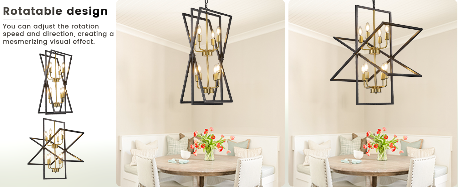 Kitchen Chandeliers Over Table, 8Light Black and Gold Chandelier Light
