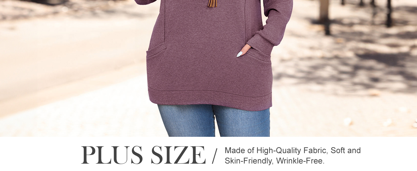 Womens Plus Size Long Sleeves Shirts Fall Loose Tunic Tops Dressy Casual Blouses with Pockets