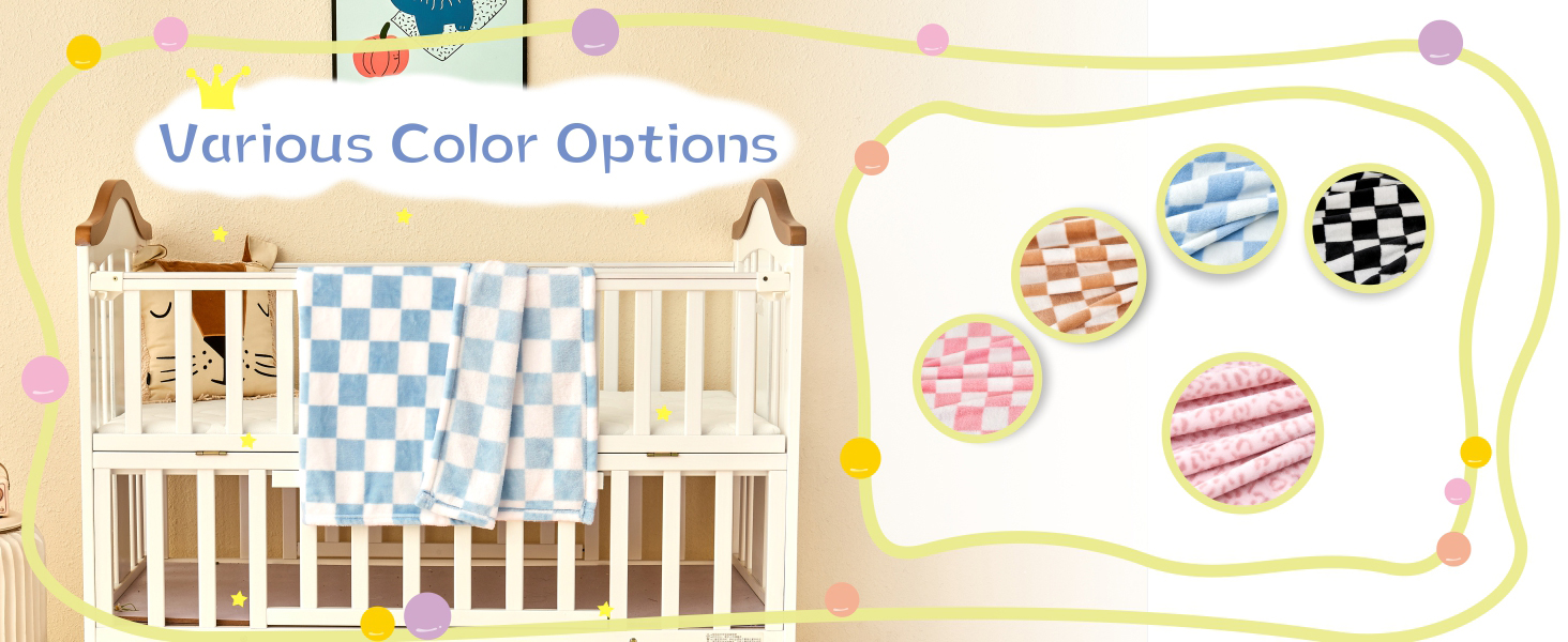 Checkered Baby Blanket for Girls Checkerboard Grid Pink Fleece Baby Blankets for Girls Boys