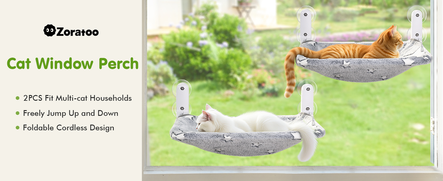 Zoratoo 2PC Cat Window Perch Stars 58 A+(1)