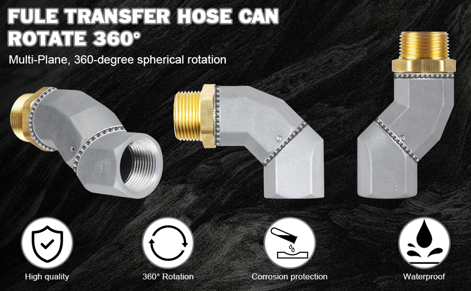 (1" NPT, 2PCS) Fuel Hose Swivel 360 Rotating Connector for