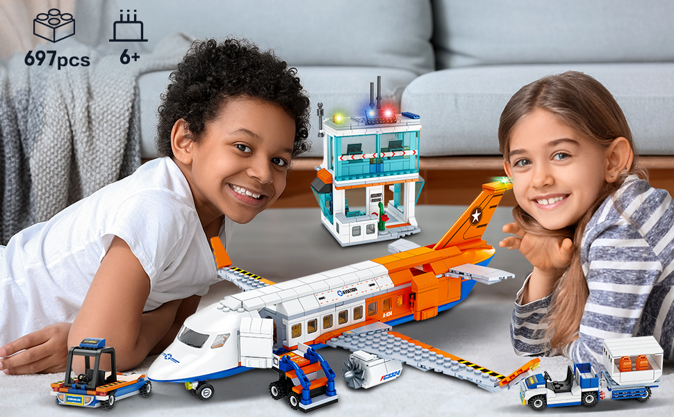 HOGOKIDS City Passenger Airplane Building Set 697 PCS