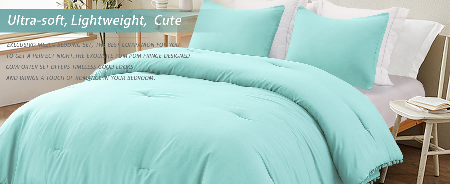 Exclusivo Mezcla Boho Pom Pom Ball Fringe Twin Comforter