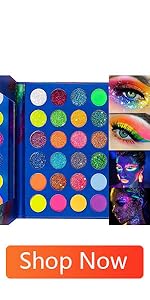 evpct Neon Glitter Sparkle Eyeshadow Palette Glow in the Dark