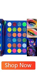 evpct Neon Glitter Sparkle Eyeshadow Palette Glow in the Dark