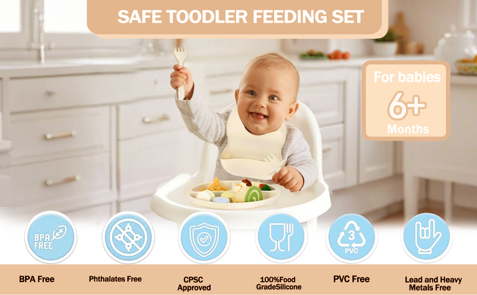 12 Piece Silicone Feeding Set Beige