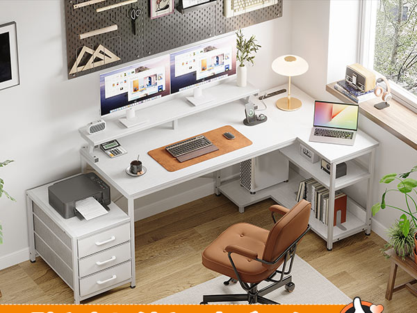 Amazon | ODK パソコンデスク 引き出し3杯付き ゲーミングデスク