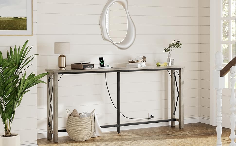 Amyove Sofa Tables Narrow Long, Behind Couch Table with