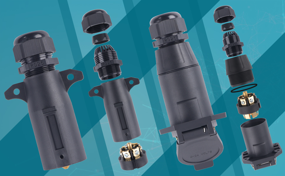 CheeMuii 7 Pin Trailer Plug and Socket Kit RV Blade Trailer