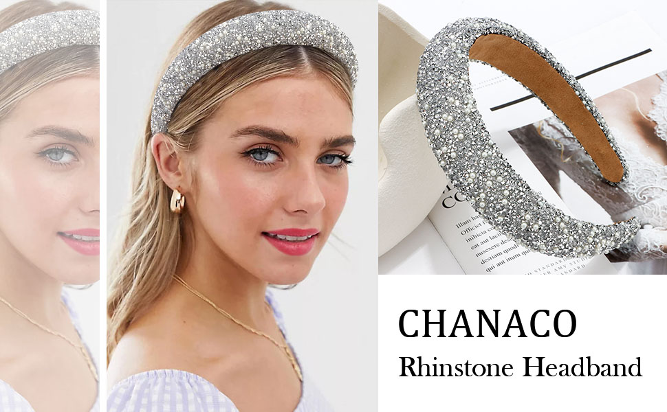 Chanaco Rhinestone Headband Silver Headband Jeweled