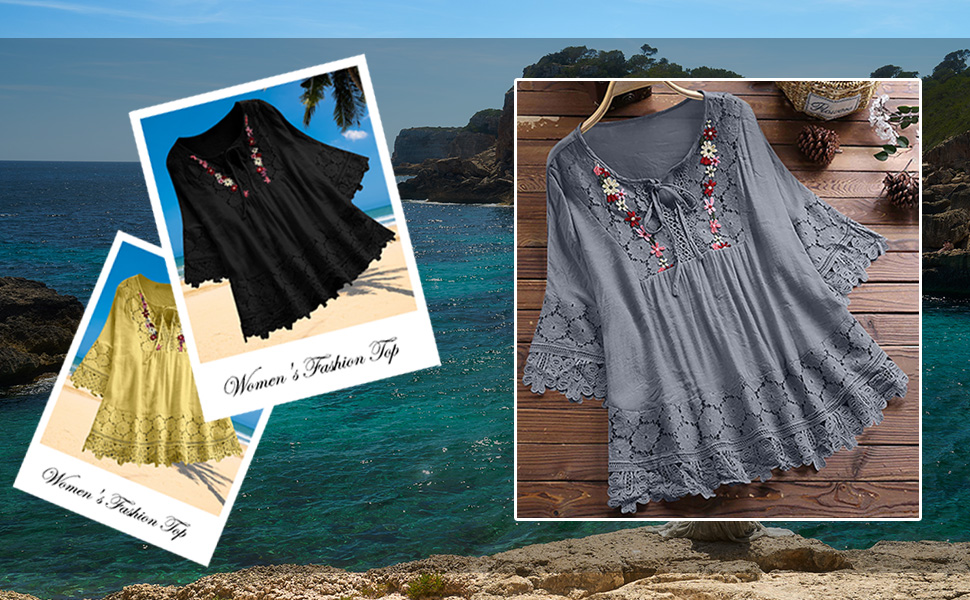 トップス Embroidery Patchwork Shirts 12410403 Embroidery Patchwork Shirts 12410403