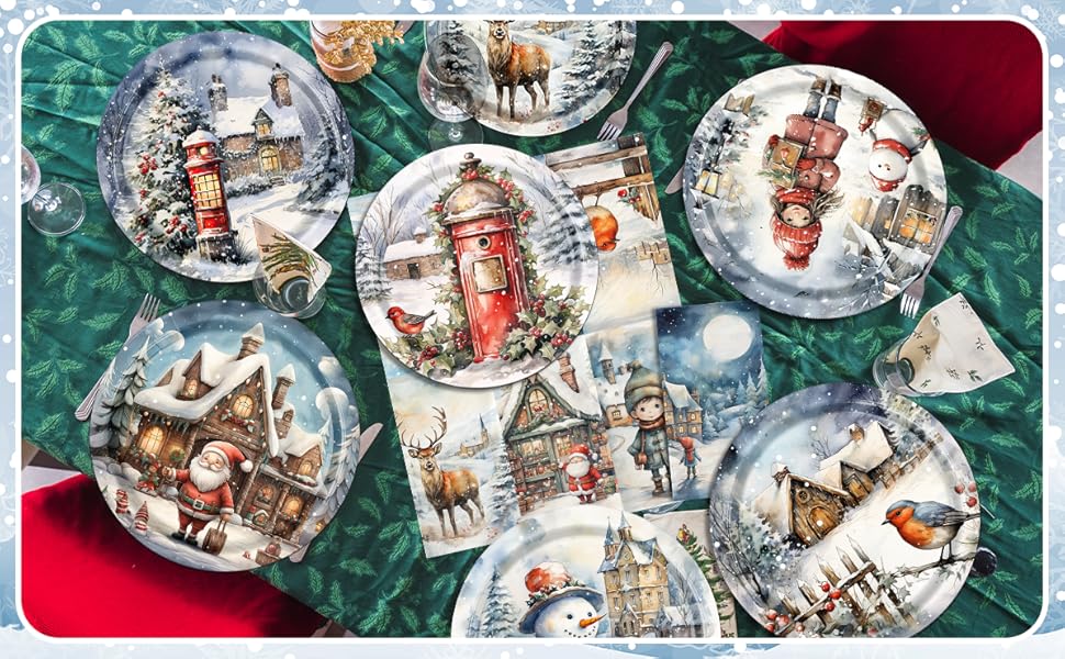 YGCTBVY Winter Paper Plates and Napkins Sets,Winter