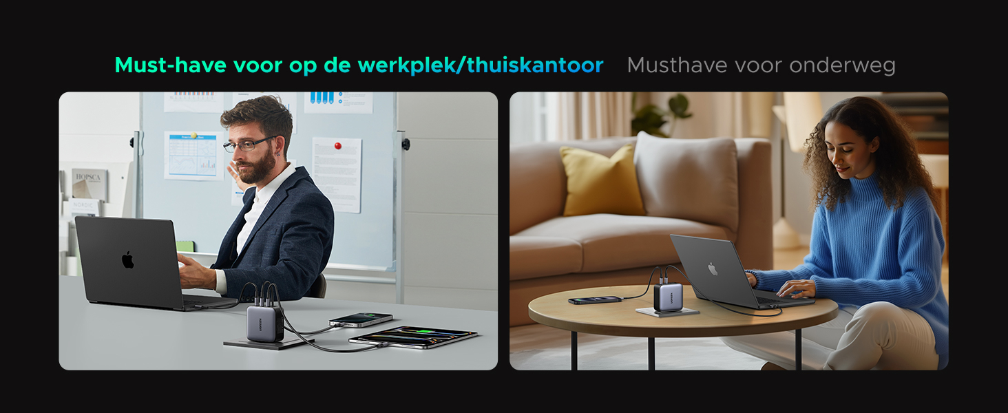 200W-lader met 4 poorten, perfect voor het gelijktijdig opladen van 4 apparaten