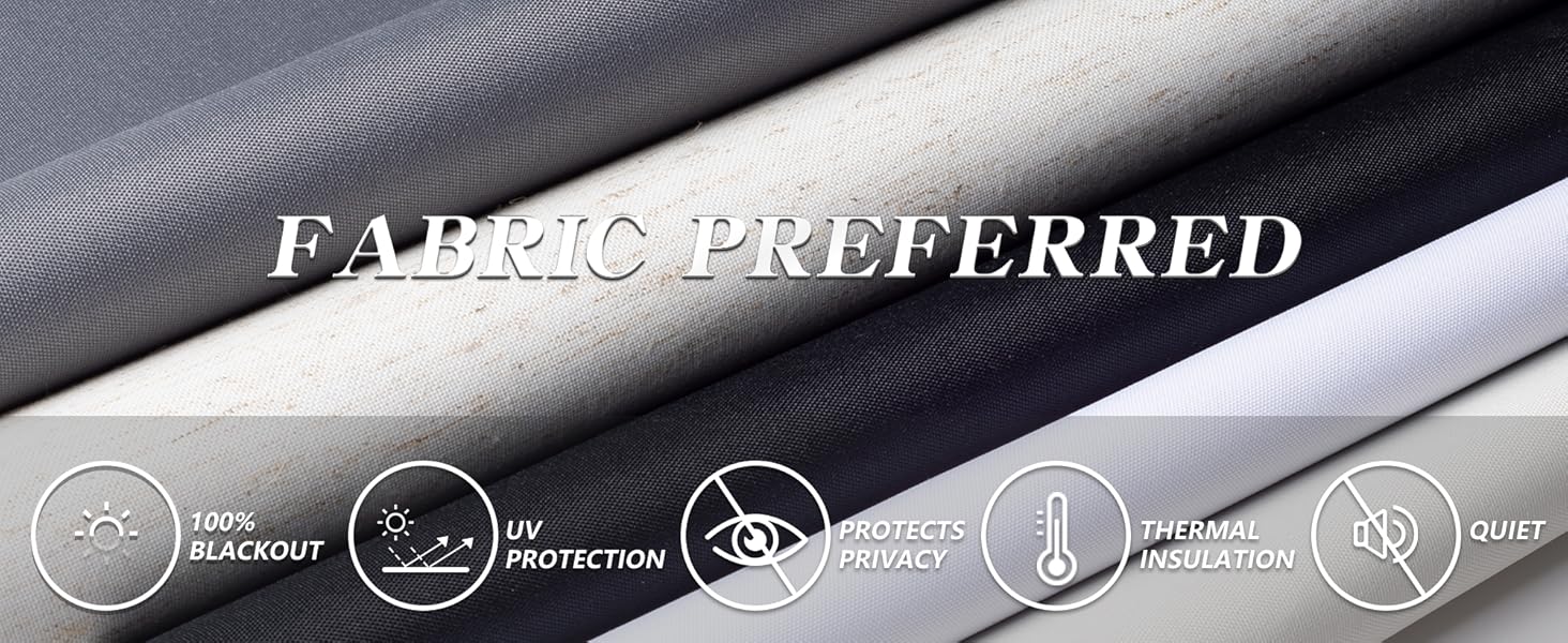 SUNOFF 100% Blackout Roller Shades Free-Stop with Valance