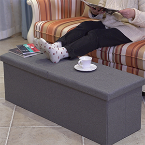  Ottoman Storage Box Footstool Folding Seat Versatile Space-saving Coffee Table Linen