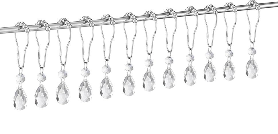 crystal shower curtain hook rings.Decorative Shower Curtain Hooks