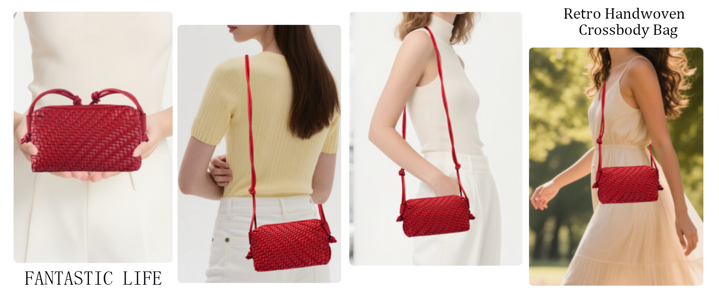 red woven purse