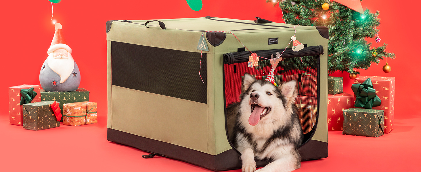 Petsfit Large Dog Crate Extra Large Dog Crates,Foldable Dog Travel
