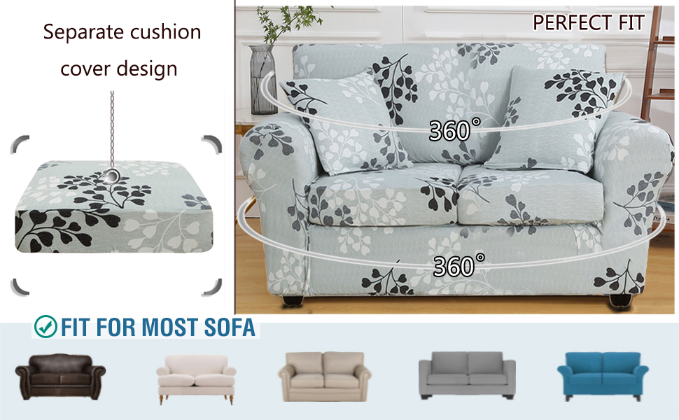 LANSHENG Printed Sofa Couch Cover for 2 Cushion Couch