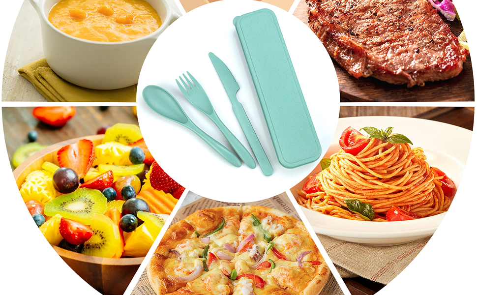 TROUSKAIG 4 Sets Reusable Utensils Set with Case, Travel