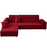 Elehealthy Sectional Sofa Covers 2 Pcs Stretch Couch Slipcover for L Shape Couch Chaise Sofa Furn...