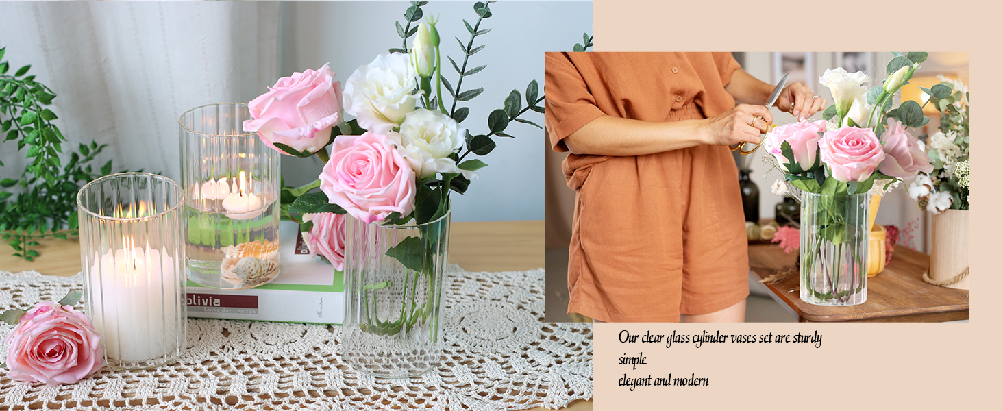 6 Inches Clear Ribbed Bud Vases