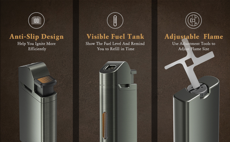 RONXS Torch Lighter, 2 Pack Adjustable Jet Flame Butane