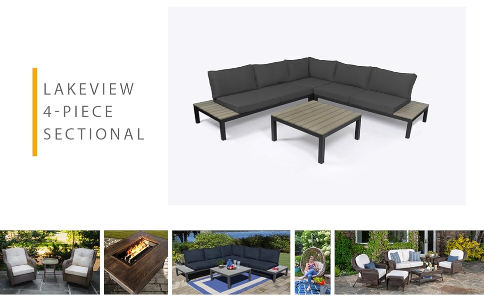 Tortuga Outdoor SkyKD Lakeview 4 Piece Set Sectional