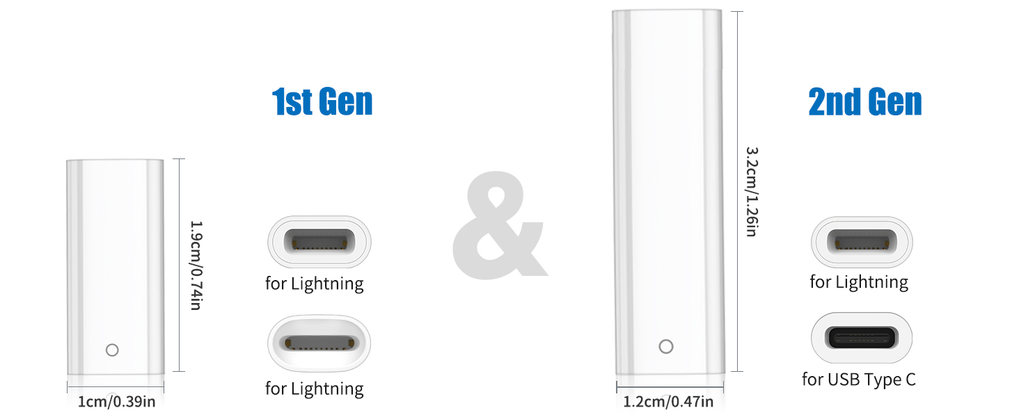 2Pack USB C to Pencil 1st Gen Adapter +for Lightning