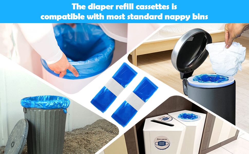 8 Pack Nappy Bin Refill Bags, 4.5m OdourProof Nappy Bin Refill