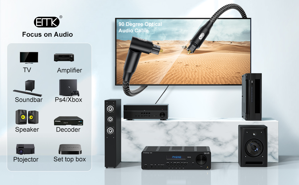 90 Degree Optical Audio Cable