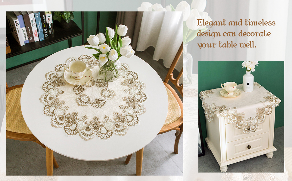 mylacerhome Lace Small Square Tablecloth Embroidered