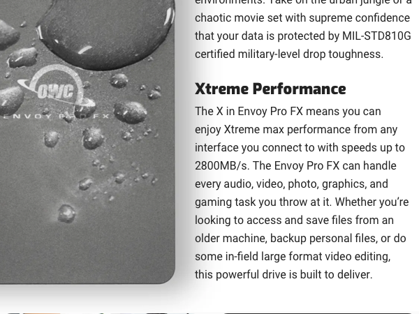 Envoy Pro FX: protected by MIL-STD810G certified military-level drop tough aluminum IP67 rated case