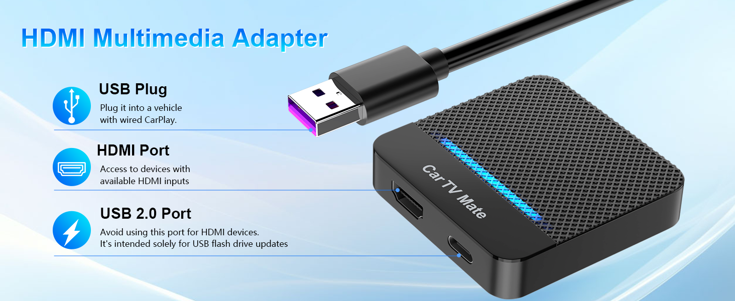 Car TV Mate Pro with Wireless Carplay Adapter for Apple iPhone