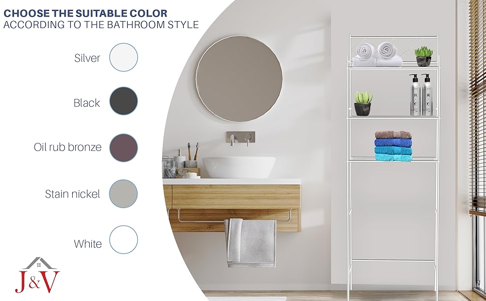 Amazon.com: J&V TEXTILES 3-Shelf Bathroom Organizer Over The