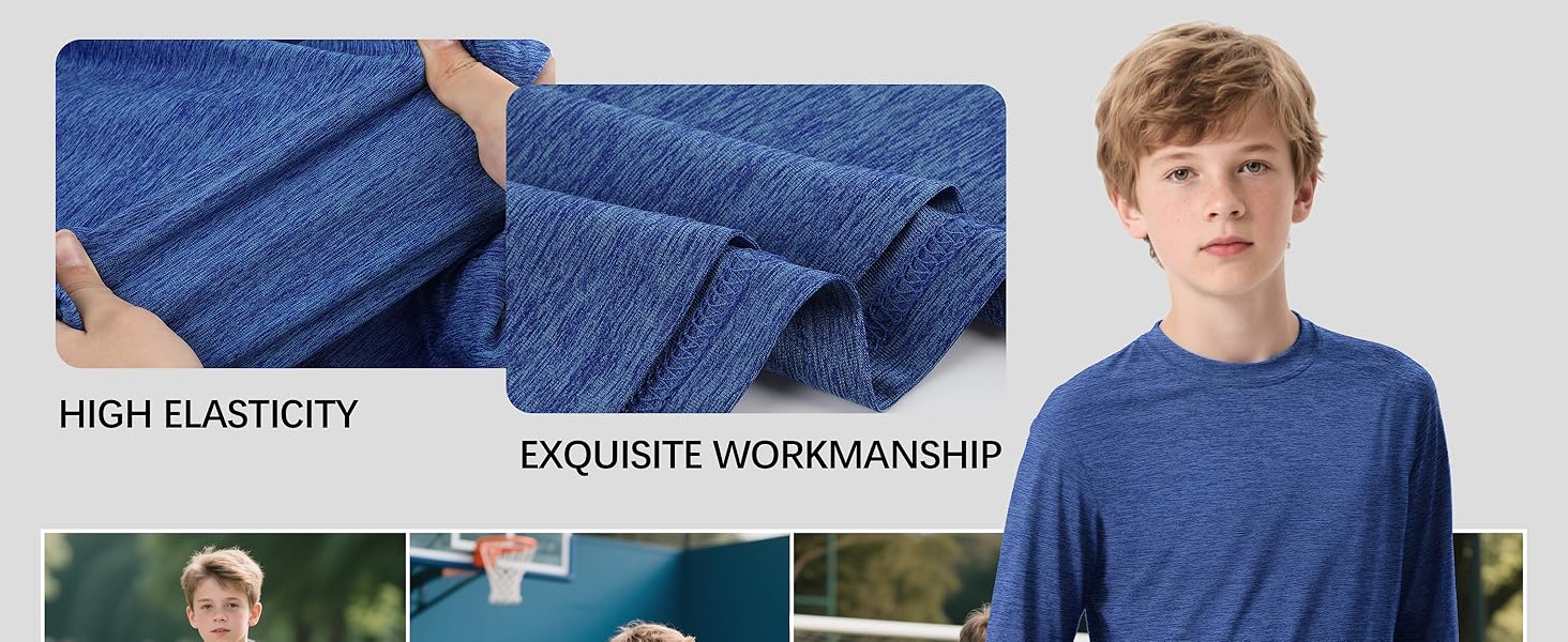 HXP 5 Pack Boys Long Sleeve Shirts Youth Dry Fit Shirts Boys' Activewear Athletic Performance T-Shirts Clothes 6-18 Years 22 boys long sleeve athletic shirts