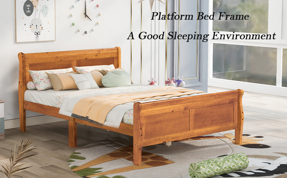 Amazon.com: Shuoya Jewelry Full Size Wood Platform Bed Frame