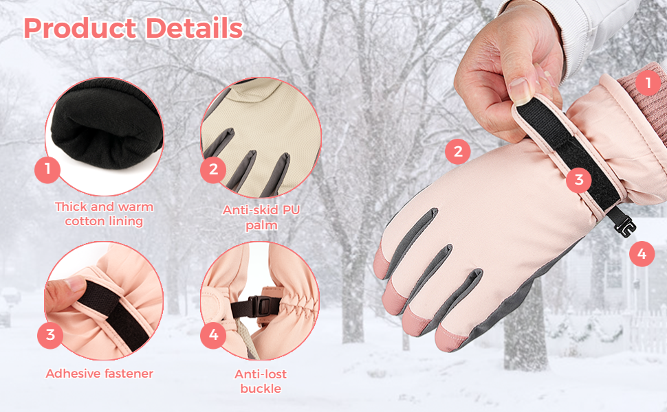 YHomU Ski Gloves for Women