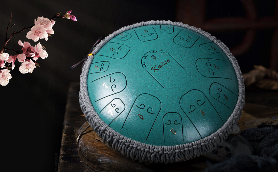 Kmise Steel Tongue Drum,14 Inch 15 Notes Handpan Drum Kit
