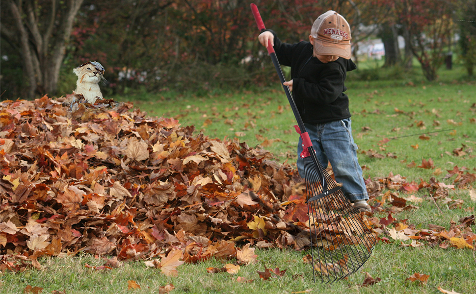 64 inch Adjustable Garden Rake Leaf, Folding Leaves Rake