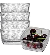 Orkim 4in 10oz Clear Glass Cereal Candy Snack Bowls Set, Vintage Ice Cream Yogurt Serving Bowl, E...